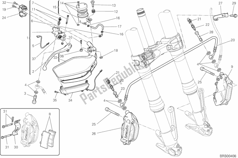 Todas as partes de Sistema De Freio Dianteiro do Ducati Multistrada 1200 ABS 2013